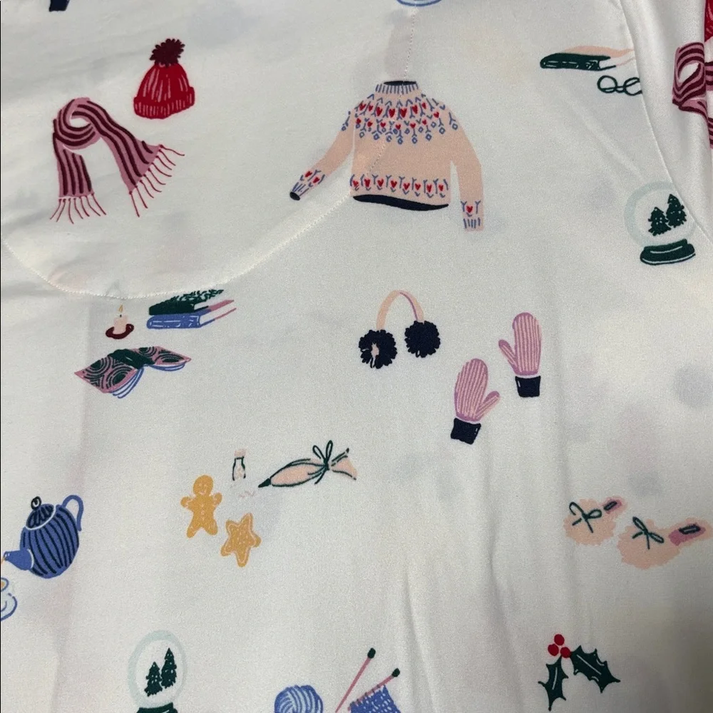 NWT Kate Spade Winter Themed Pajama Set Size S Cozy Chic Whimsical Playful